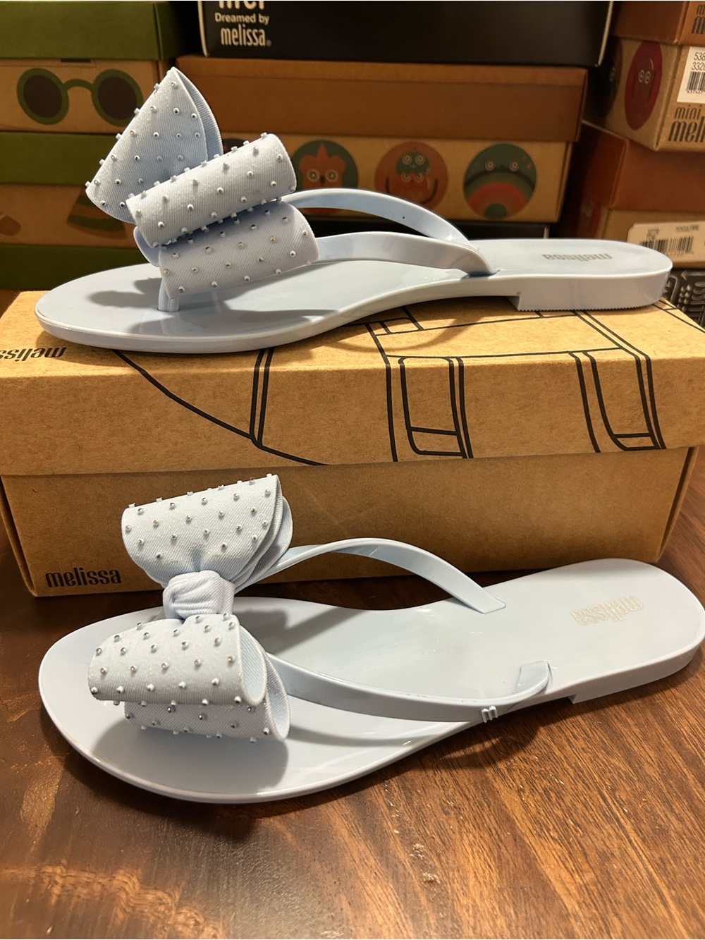 Melissa Women’s Light Blue Bow Slide Sandals new in box